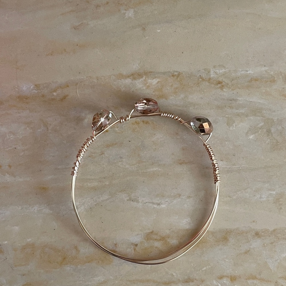 Handmade Elegant Gold Wire Bracelet with Crystal Accents